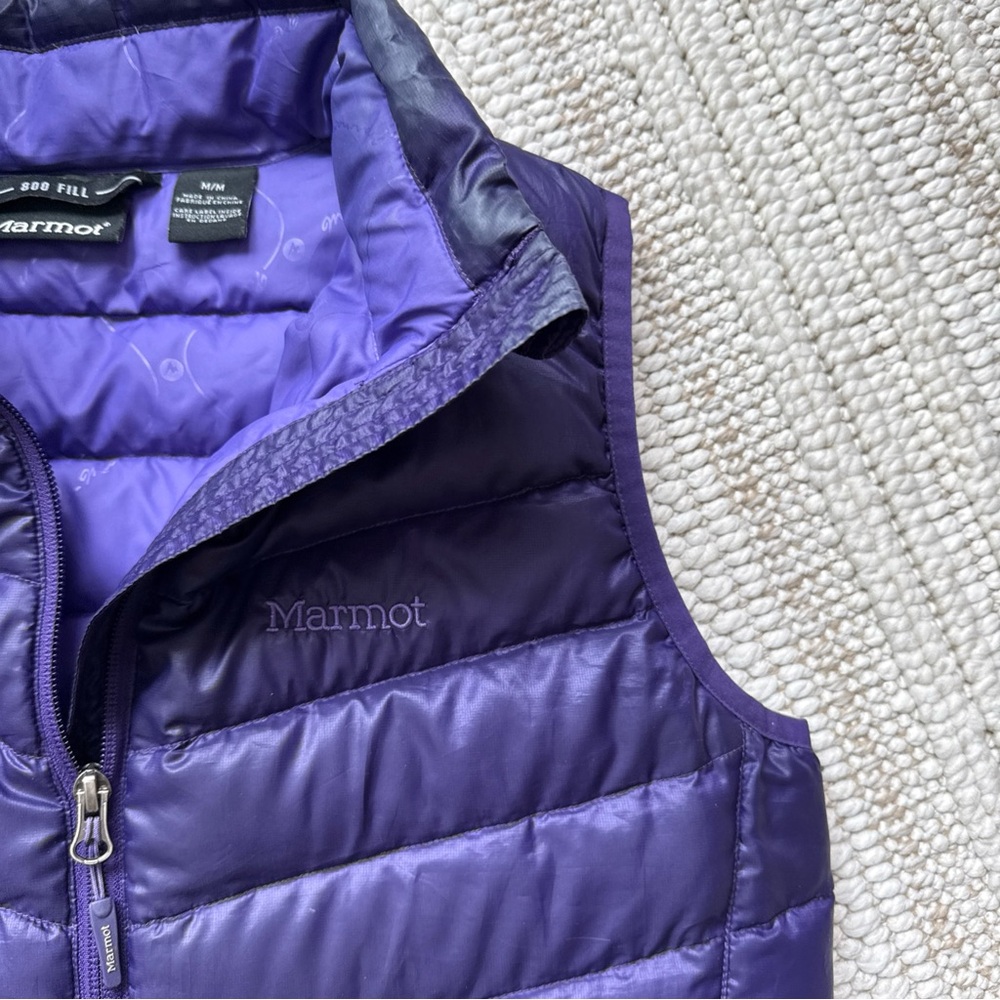 Marmot Down Puffer Vest 800 Fill Full Zip Inside Zip! Packable Womens M Purple - Picture 7 of 16